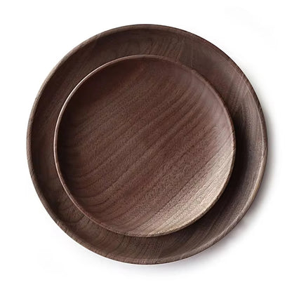 Luxury Walnut Wooden Round Tray