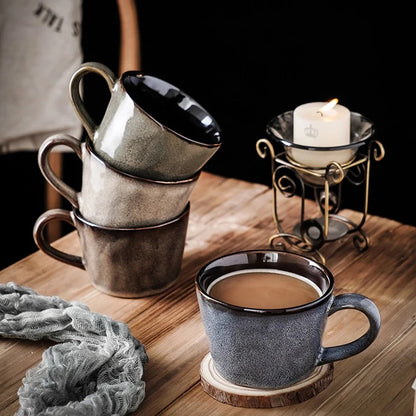 Vintage Brown & Blue Ceramic Coffee Mug