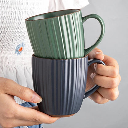 Vintage Striped Ceramic Coffee Mug