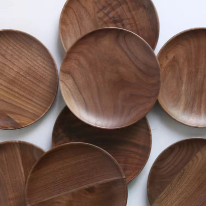 Luxury Walnut Wooden Round Tray