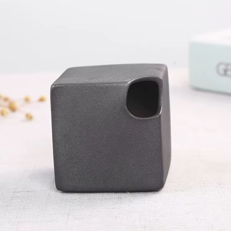 Creative Black Nordic Ceramic Cube Vase