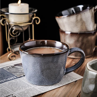 Vintage Brown & Blue Ceramic Coffee Mug