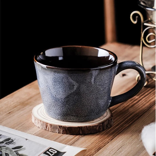 Vintage Brown & Blue Ceramic Coffee Mug