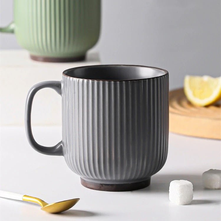 Vintage Ceramic Stripe Coffee Mug