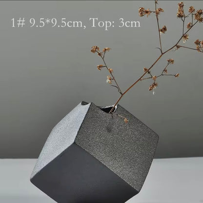 Creative Black Nordic Ceramic Cube Vase