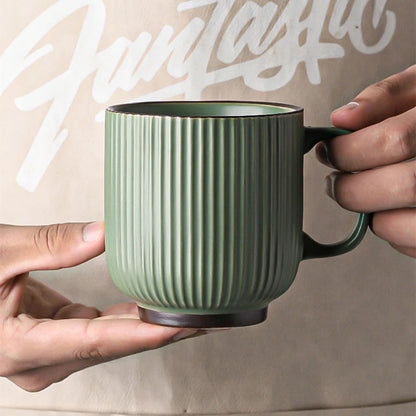 Vintage Ceramic Stripe Coffee Mug