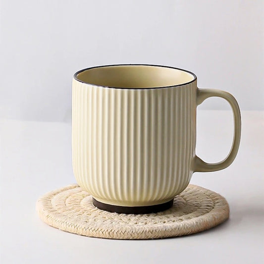 Vintage Ceramic Stripe Coffee Mug