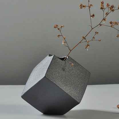 Creative Black Nordic Ceramic Cube Vase