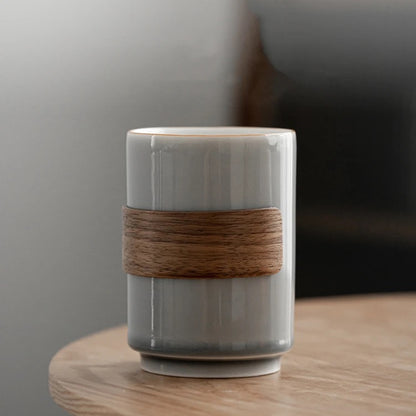 Grey Ceramic Bamboo Mug