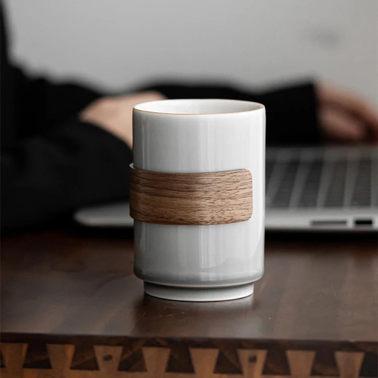 Grey Ceramic Bamboo Mug